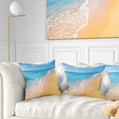 Designart 'Tropical Blue Sea and Sky' Seashore Photo Throw Pillow