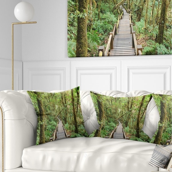 Designart 'Walk Way in Deep Forest' Landscape Photo Throw Pillow