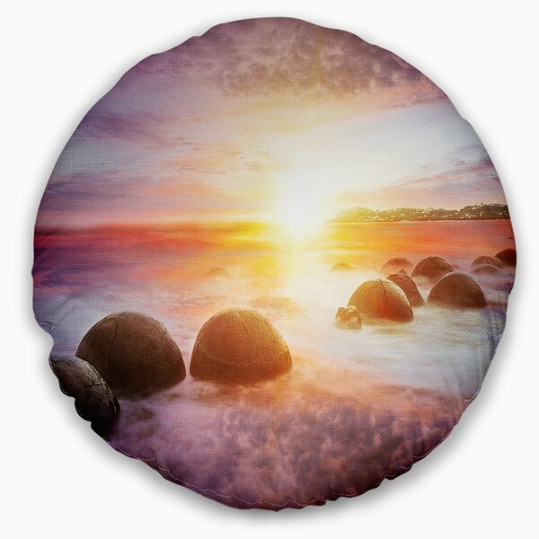 x 26 in Sofa Throw Pillow 26 in Designart CU9485-26-26 Evening Sun Over Moeraki Boulders Seashore Photo Cushion Cover for Living Room in Insert Printed On Both Side
