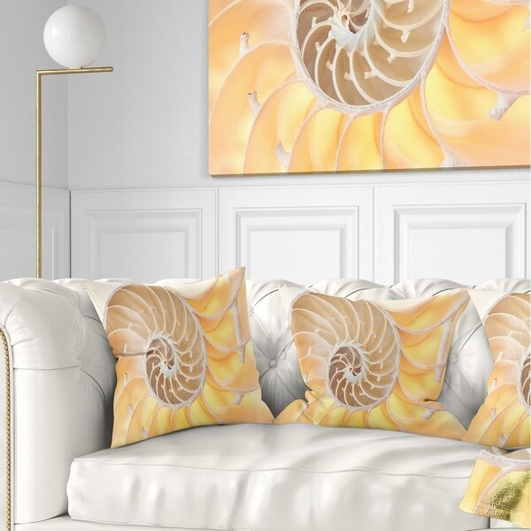 Designart 'Golden Nautilus Shell Pattern' Contemporary Throw Pillow