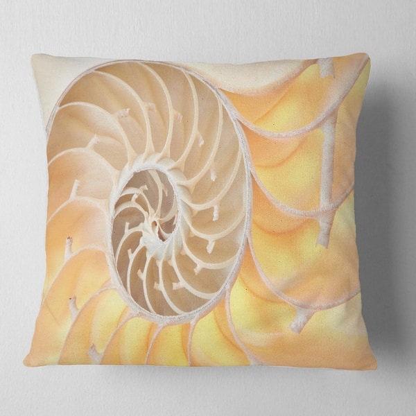 Designart Golden Nautilus Shell Pattern Contemporary Throw Pillow On Sale Overstock 20946684
