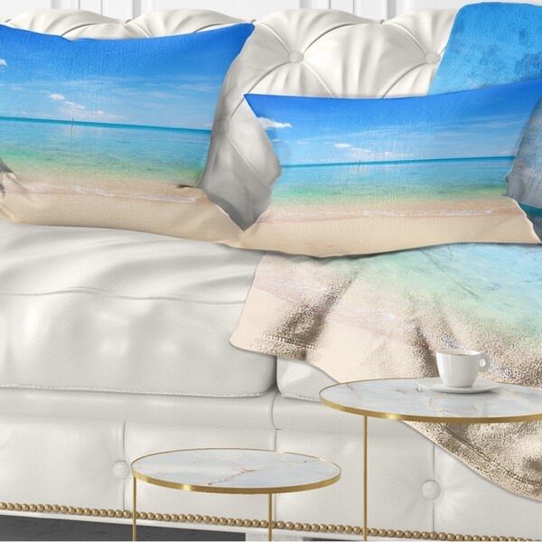 Designart 'Calm Waves at Tropical Beach' Seashore Photo Throw Pillow