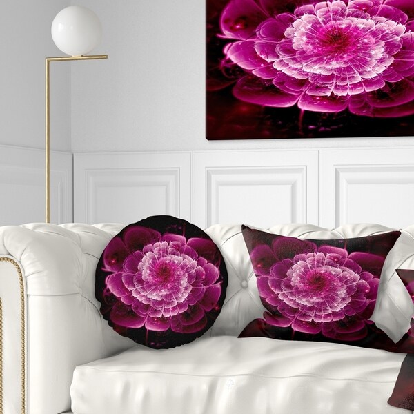 Designart 'Fractal Flower Dark Pink' Floral Throw Pillow
