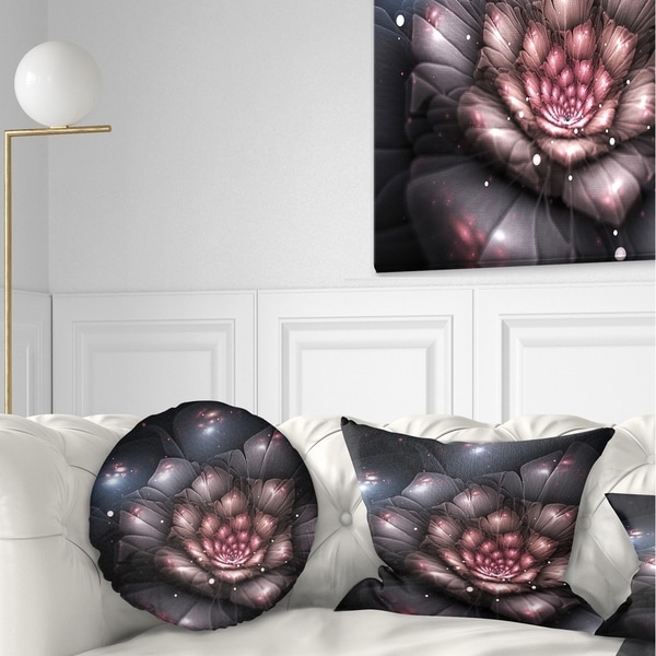 Designart 'Fractal Flower with Pink Details' Floral Throw Pillow