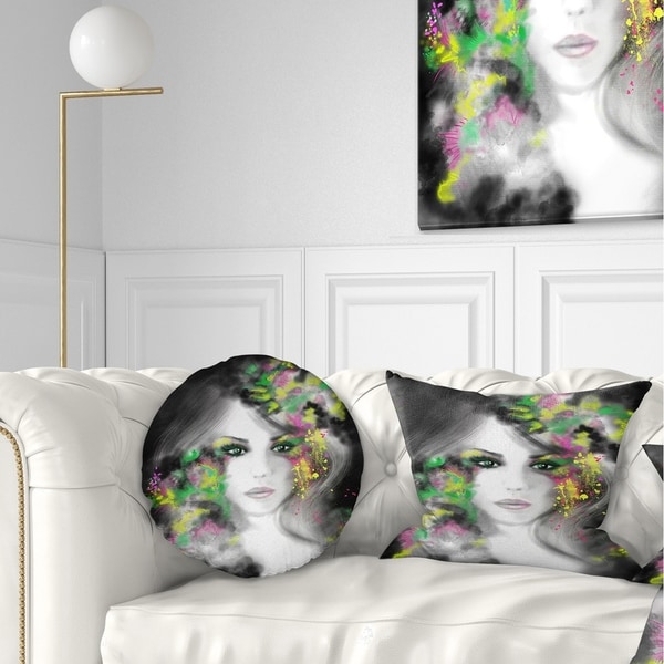 Designart 'Fantasy Portrait Woman' Abstract Portrait Throw Pillow