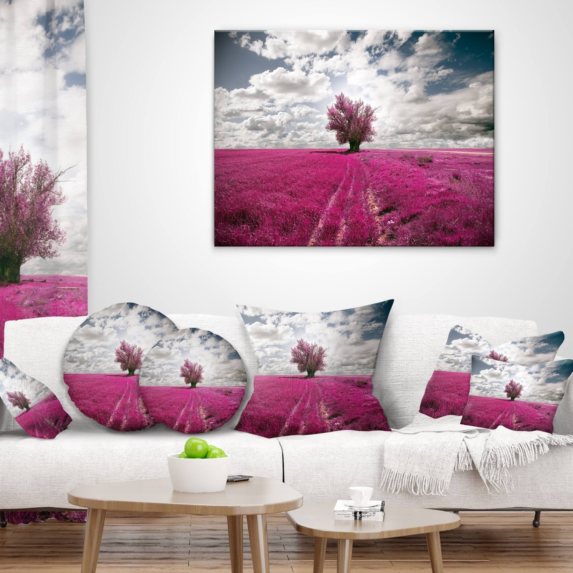 Designart 'Purple Tree Dreamscape' Landscape Photography Throw Pillow