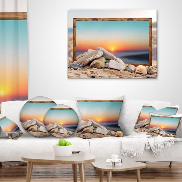 Designart Framed Effect Blurred Beach Seashore Throw Pillow On Sale Overstock 20946811