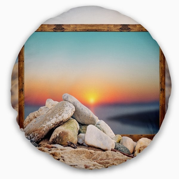 Designart Framed Effect Blurred Beach Seashore Throw Pillow On Sale Overstock 20946811