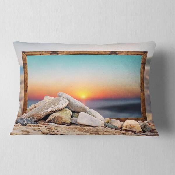 Designart Framed Effect Blurred Beach Seashore Throw Pillow On Sale Overstock 20946811