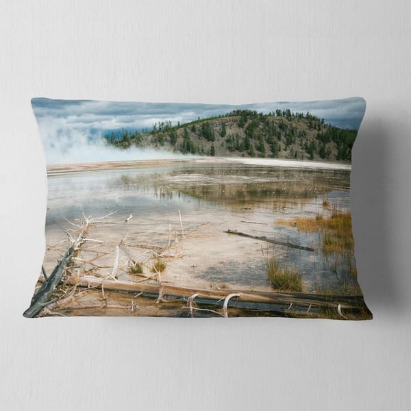 Designart Grand Prismatic Spring Landscape Photography Throw Pillow On Sale Overstock 20946888