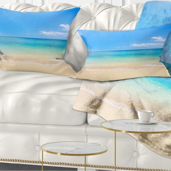 Designart 'Blue Waters Below Blue Sky' Seashore Photo Throw Pillow