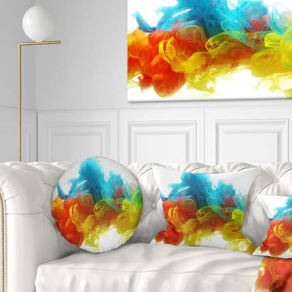 Shop Designart Colorful Ink In Water Abstract Throw Pillow