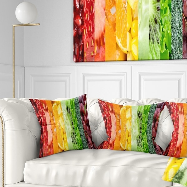 Designart 'Fruits Berries and Vegie Collage' Floral Throw Pillow