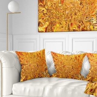 Textured Flowing Yellow' Contemporary Yellow Square Throw Pillow