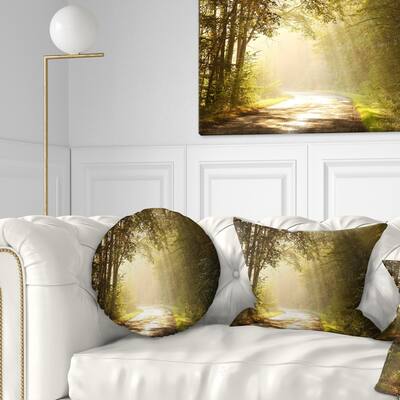 Designart 'Bright Sunlight in Fall Forest' Landscape Photo Throw Pillow