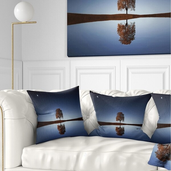 Designart 'Tree Near Lake at Night' Landscape Photography Throw Pillow