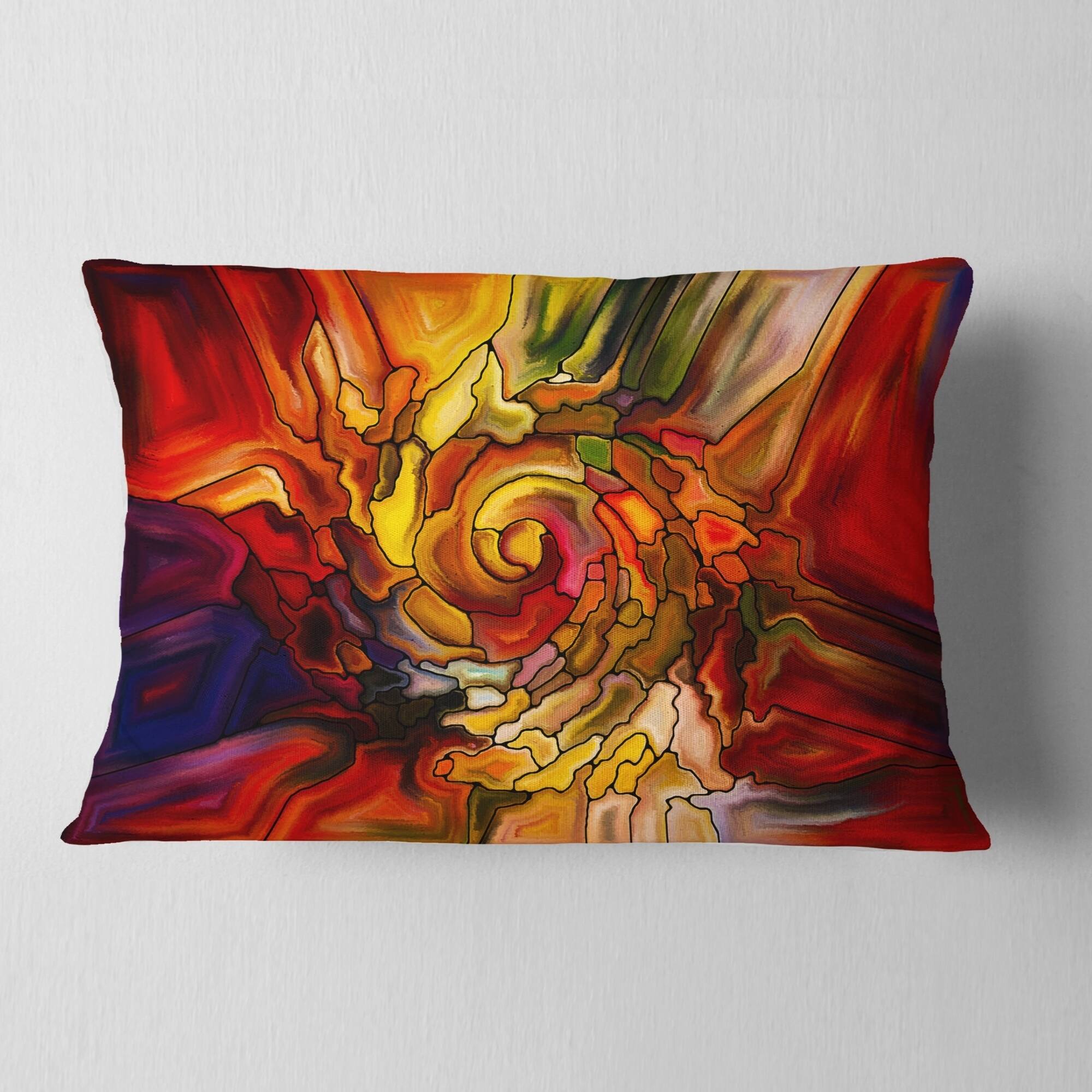 Designart 'Illusions of Stained Glass' Abstract Throw Pillow Bed Bath