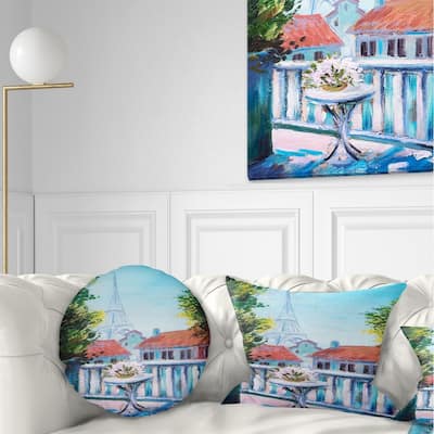 Designart 'Paris Eiffel Tower' Landscape Printed Throw Pillow