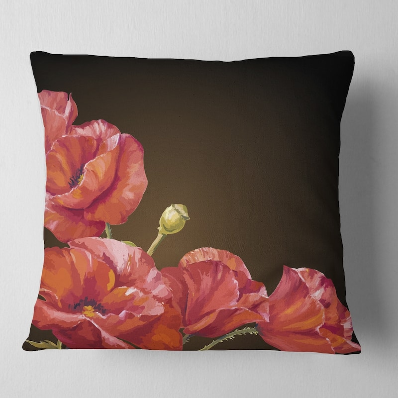 Designart 'Poppy Flowers Vector Art' Floral Throw Pillow