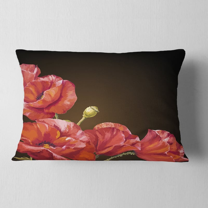 Designart 'Poppy Flowers Vector Art' Floral Throw Pillow