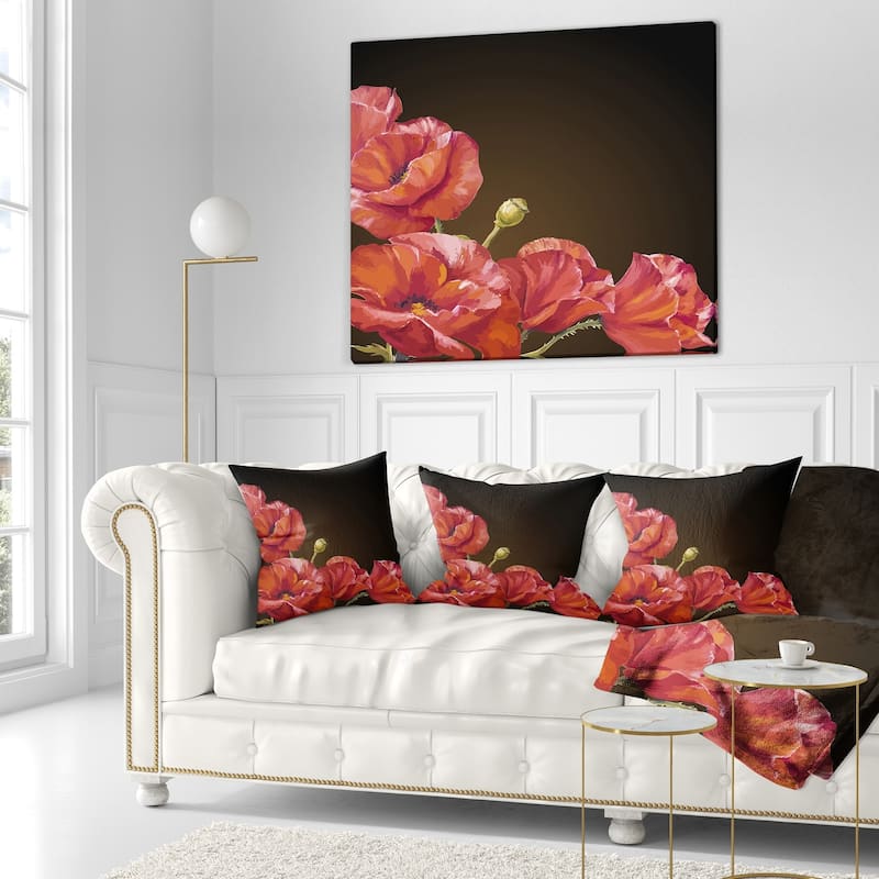 Designart 'Poppy Flowers Vector Art' Floral Throw Pillow