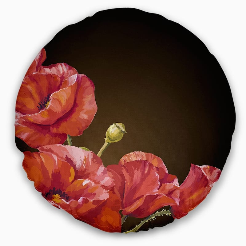 Designart 'Poppy Flowers Vector Art' Floral Throw Pillow