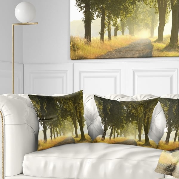 Designart Country Road Below Green Trees Landscape Photo Throw Pillow On Sale Overstock 20946992