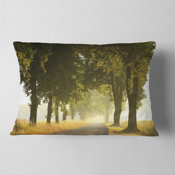 Designart Country Road Below Green Trees Landscape Photo Throw Pillow On Sale Overstock 20946992