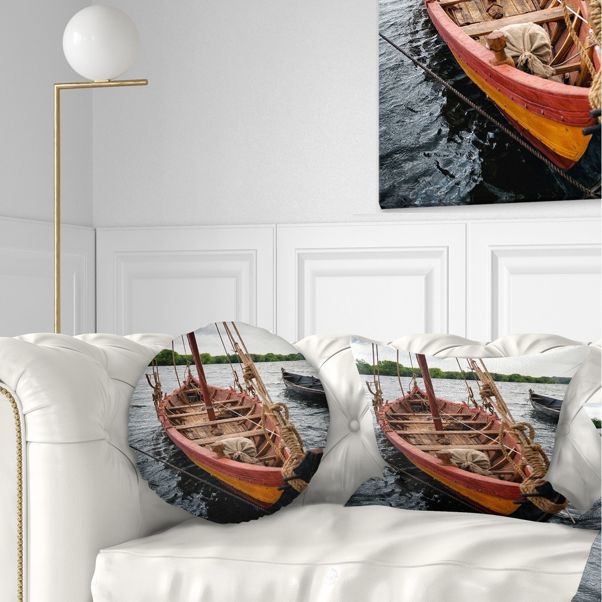 Bear in a Boat Indoor Outdoor Pillow 18x18