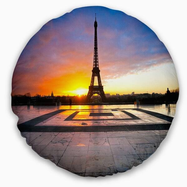 Designart Paris Eiffel Towerat Beautiful Sunrise Landscape Photography Throw Pillow On Sale Overstock 20947106
