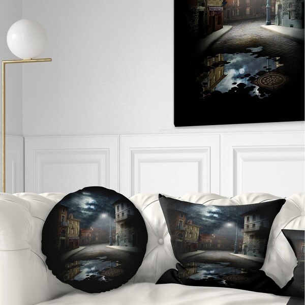 Designart 'Night Street Collage' Landscape Printed Throw Pillow