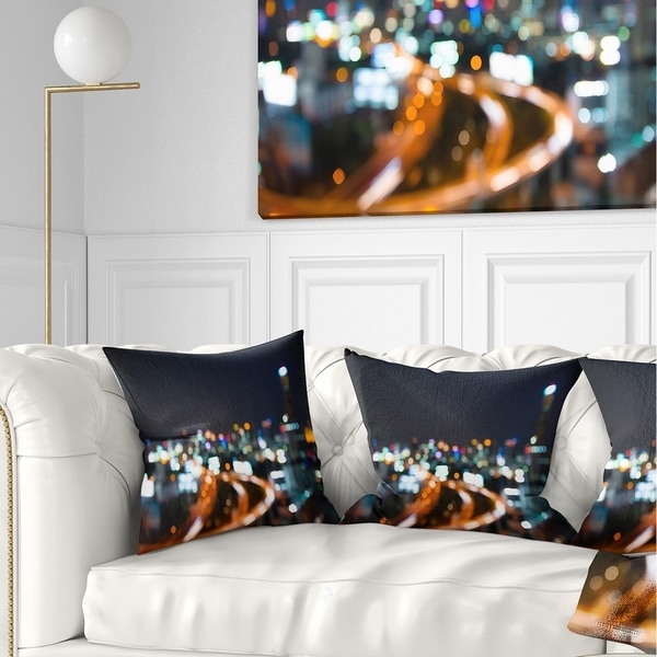 Designart 'Bangkok City at Twilight' Cityscape Throw Pillow