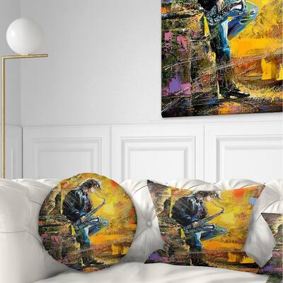 Designart 'Man with Saxophone' Contemporary Throw Pillow