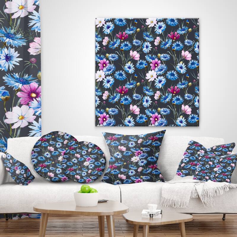 Designart 'Multi Color Corn Flowers' Floral Throw Pillow
