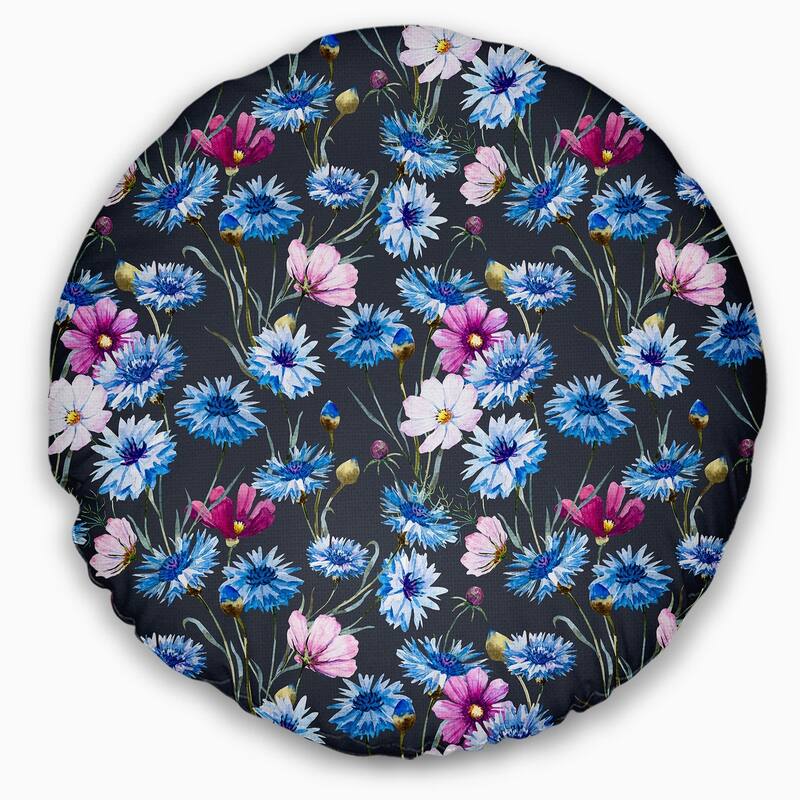 Designart 'Multi Color Corn Flowers' Floral Throw Pillow