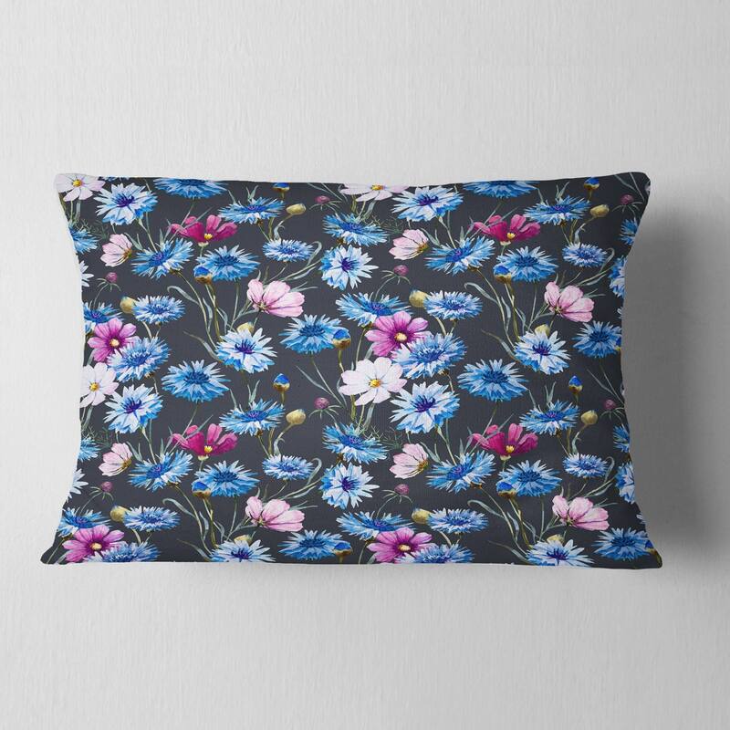 Designart 'Multi Color Corn Flowers' Floral Throw Pillow