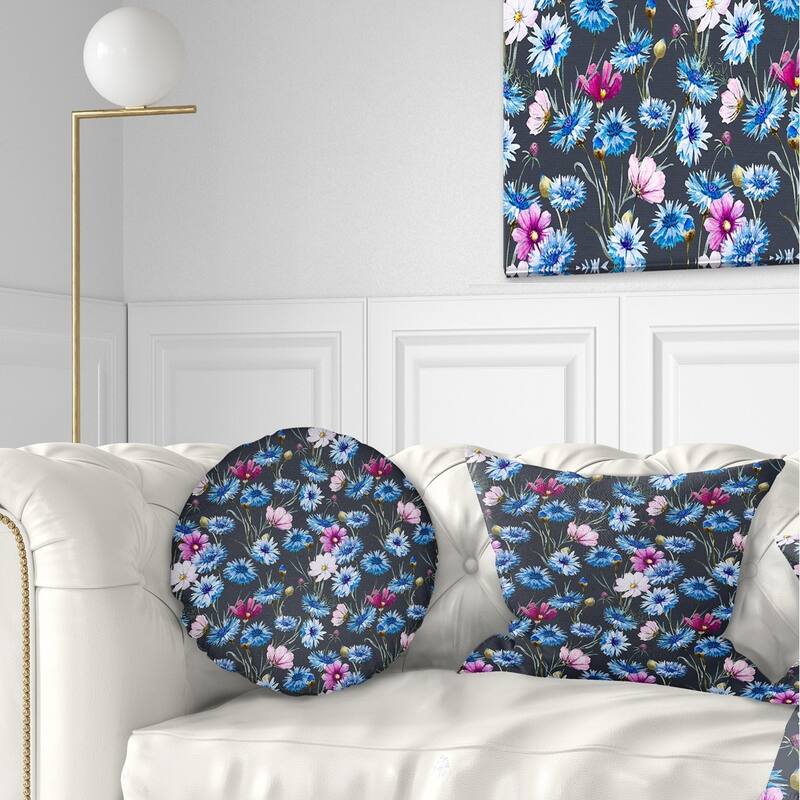 Designart 'Multi Color Corn Flowers' Floral Throw Pillow - Rectangle - 12 in. x 20 in. - Medium