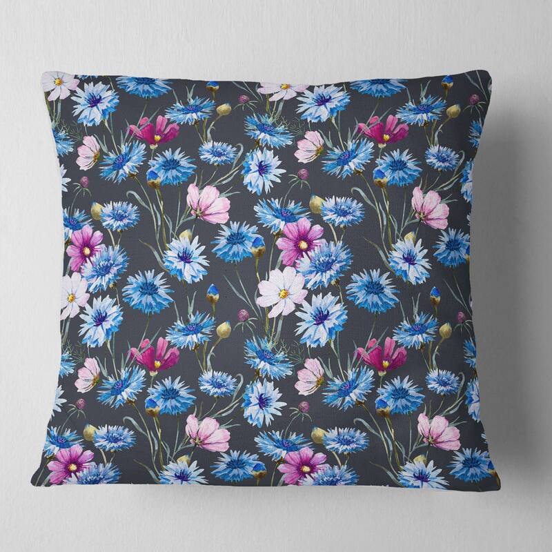 Designart 'Multi Color Corn Flowers' Floral Throw Pillow