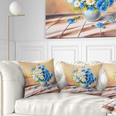 Designart 'Bouquet on Wooden Table' Floral Throw Pillow