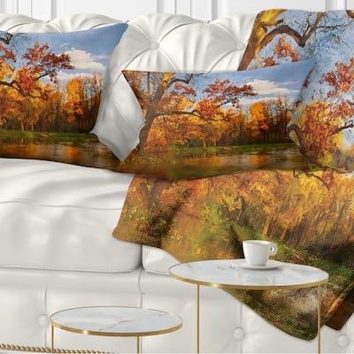 Designart 'Quiet and Silent Autumn' Landscape Printed Throw Pillow
