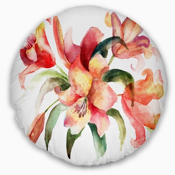 Designart Lily Flowers Watercolor Illustration Floral Throw Pillow Overstock 20947322