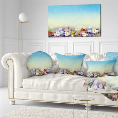 Designart 'Soft Flowers in Spring Background' Floral Throw Pillow