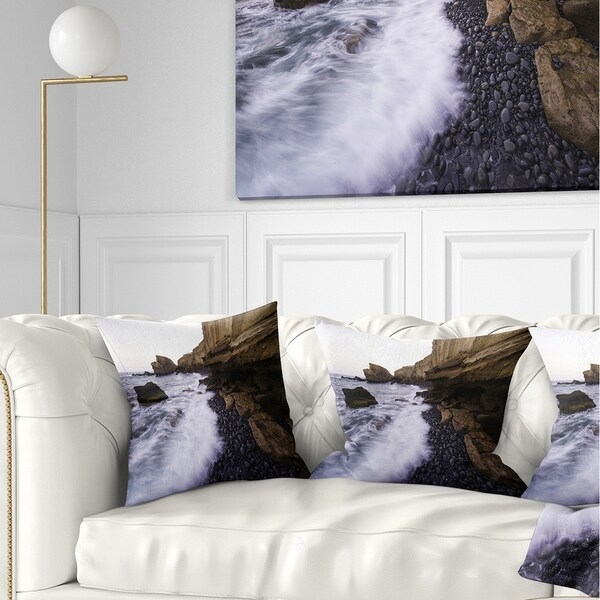 Shop Designart Rolling Stones At Beach Seashore Photo Throw