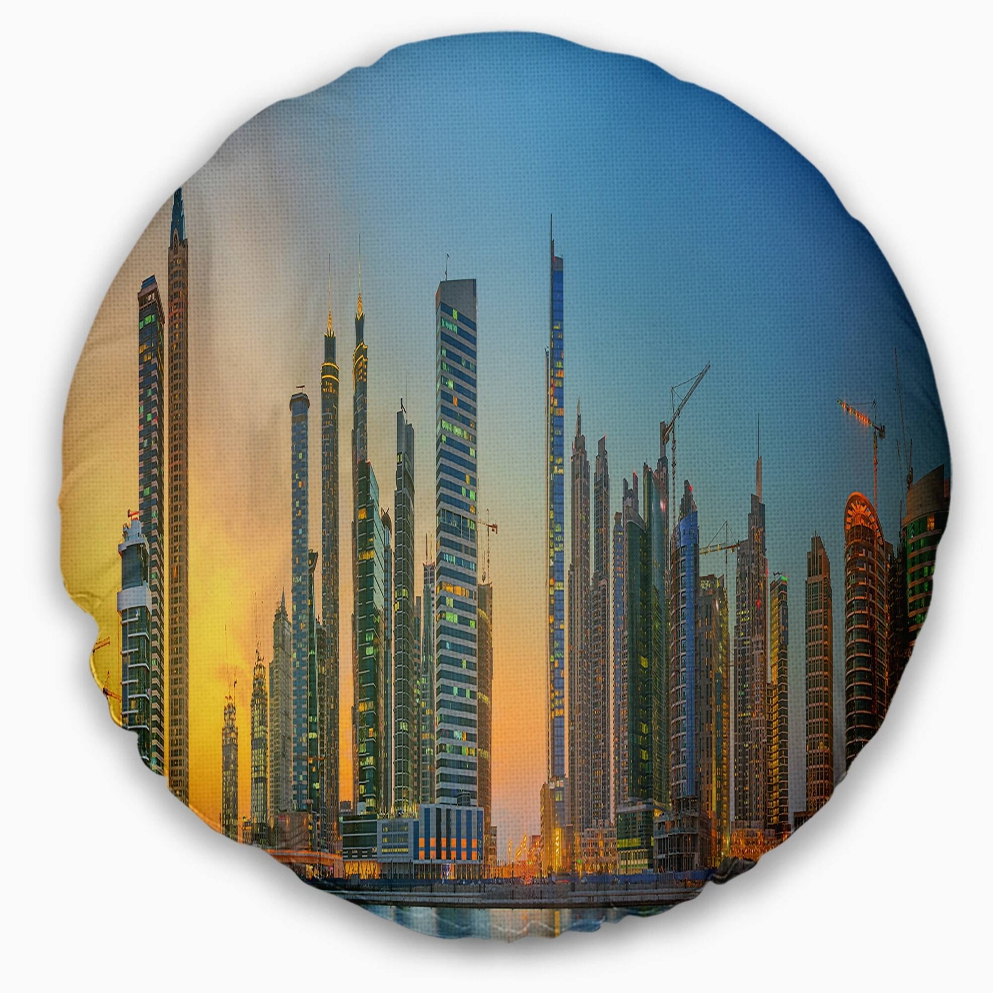 Designart 'Business Bay and Downtown Dubai' Cityscape Throw Pillow