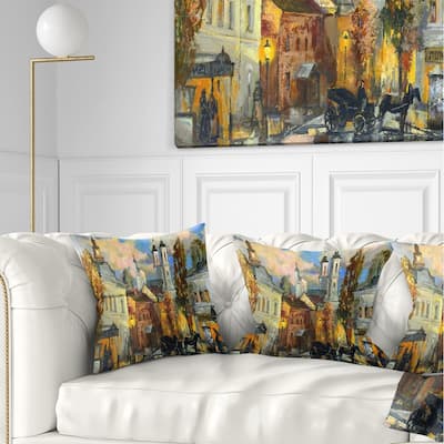 Designart 'Old City' Cityscape Throw Pillow