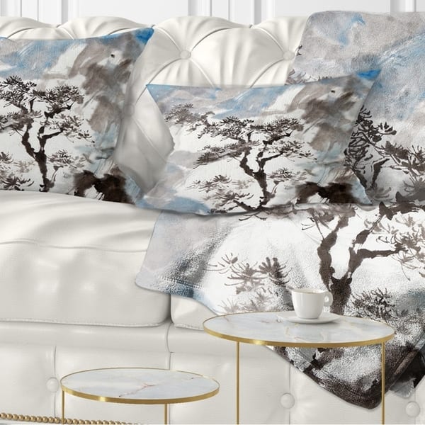 Designart 'Chinese Pine Tree' Trees Throw Pillow - Bed Bath