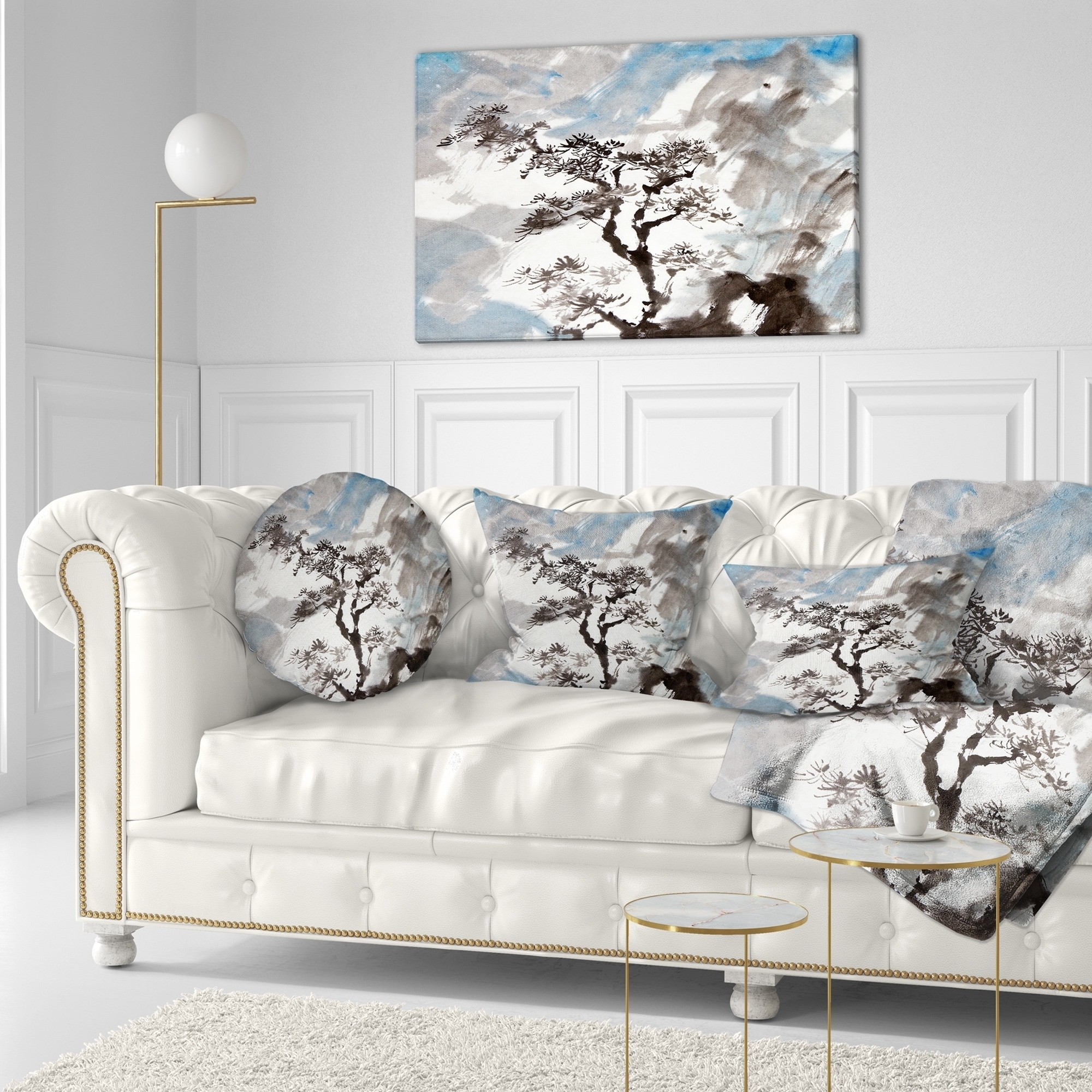 Designart 'Chinese Pine Tree' Trees Throw Pillow - Bed Bath