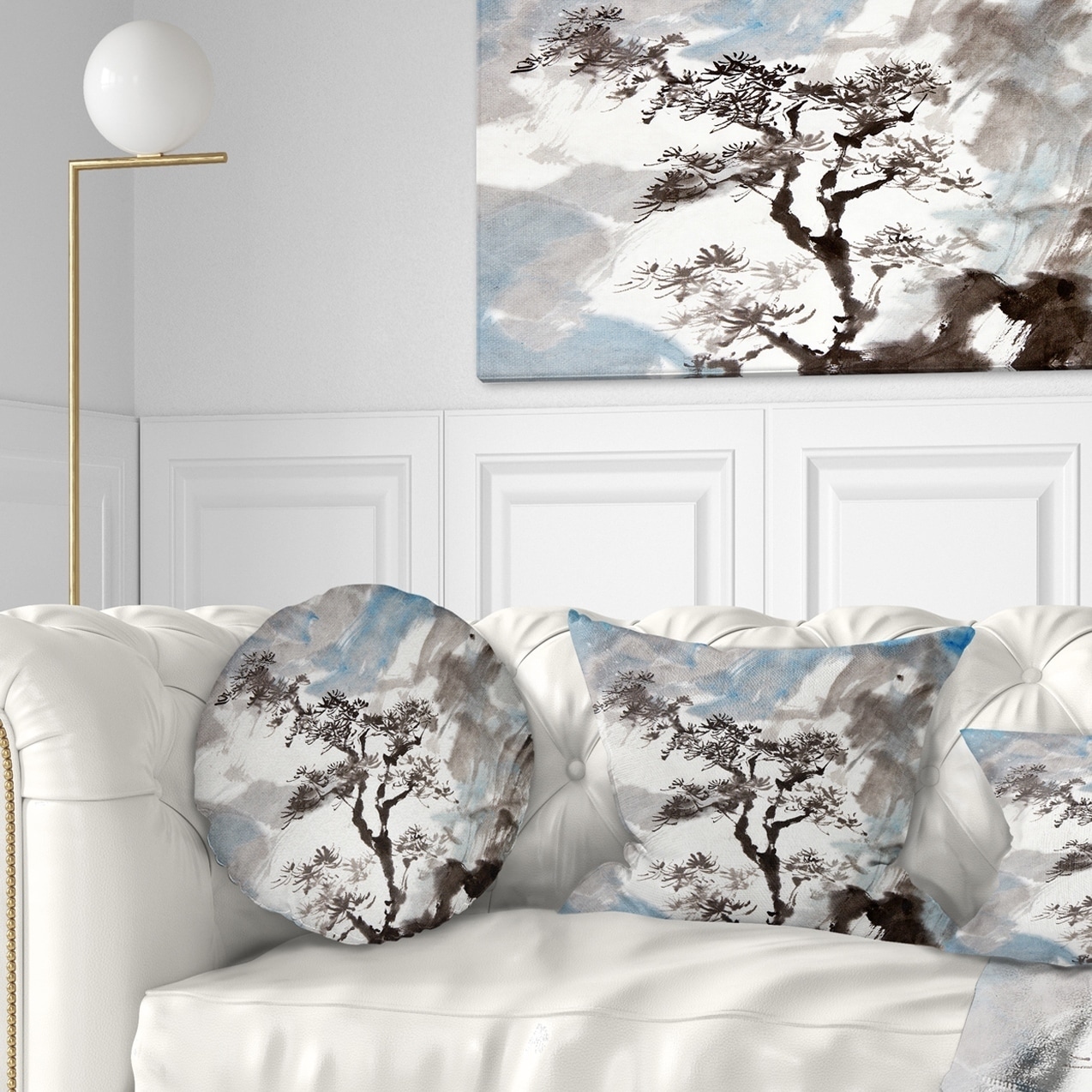 Designart 'Chinese Pine Tree' Trees Throw Pillow - Bed Bath