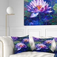 Designart 'Blue Lotus Oil Painting' Floral Throw Pillow - Bed Bath ...