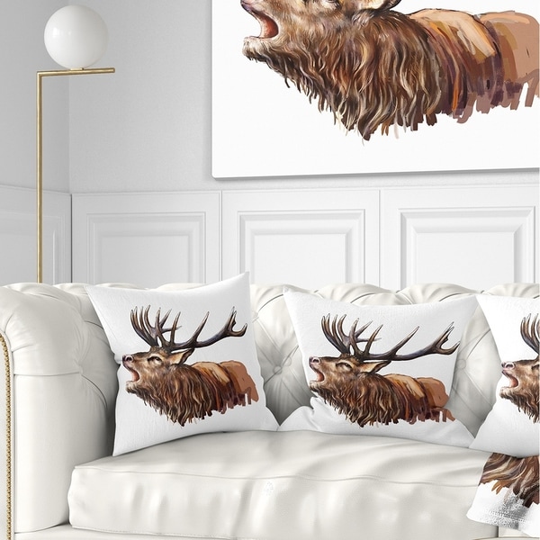 Designart Deer Head Illustration Art Animal Throw Pillow Bed